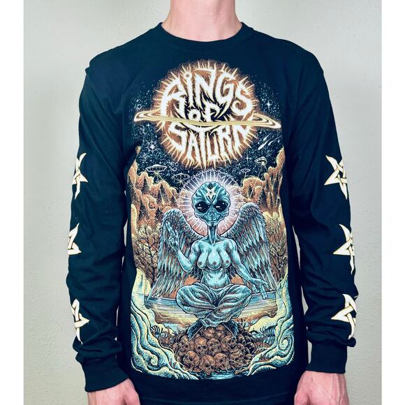 Rings of Saturn Alien Baphomet Art To Wear Mens Medium Longsleeve Tee - Picture 1 of 7